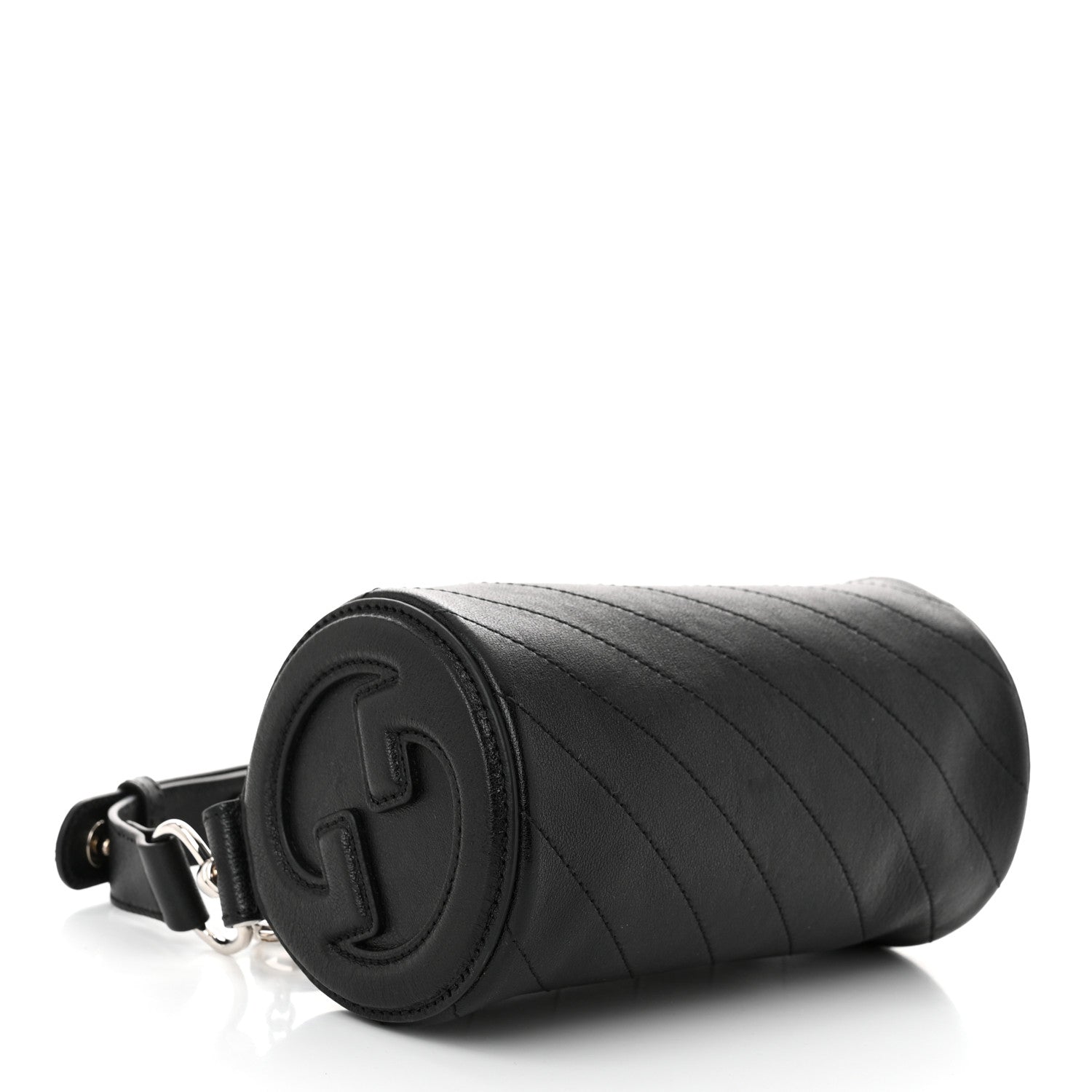 Gucci Sakai Be Green Calfskin Diagonal Stitched Mini Blondie Barrel Shoulder Bag Black 4 of 9