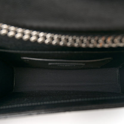 Saint Laurent Grain De Poudre Textured Mixed Matelasse Triquilt Small Monogram Satchel Black 5 of 9
