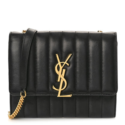 Saint Laurent Lambskin Matelasse Monogram Medium Vicky Chain Bag Black 1 of 10