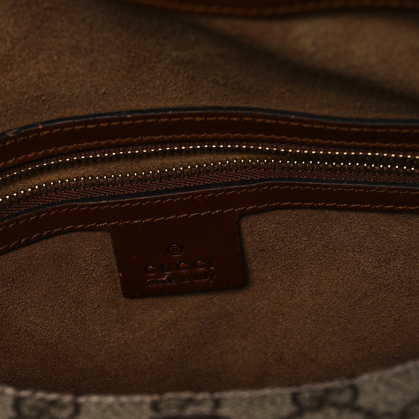 GG Supreme Monogram Linea A Foldover Tote Brown