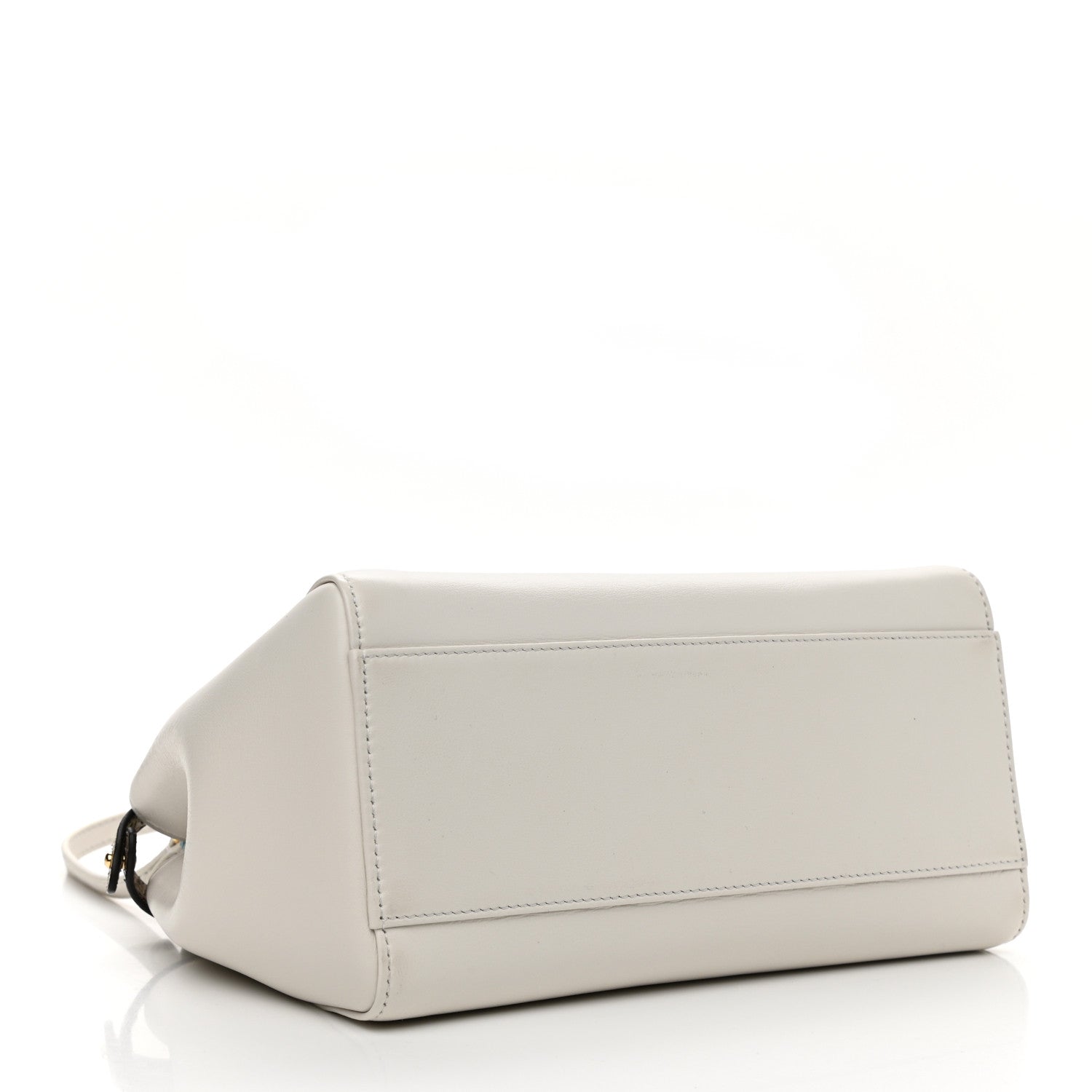 Fendi Nappa Elaphe Woven Handle Mini Peekaboo Iconic Satchel White Grigio Polvere 4 of 11