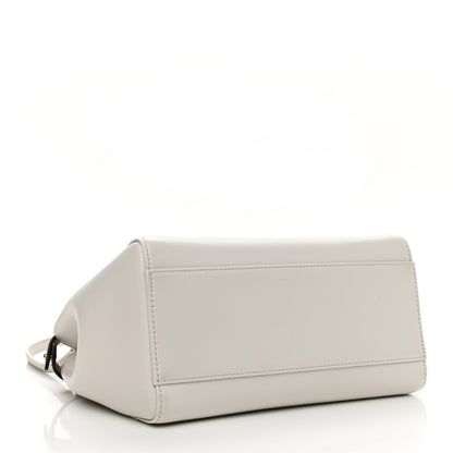 Fendi Nappa Elaphe Woven Handle Mini Peekaboo Iconic Satchel White Grigio Polvere 4 of 11