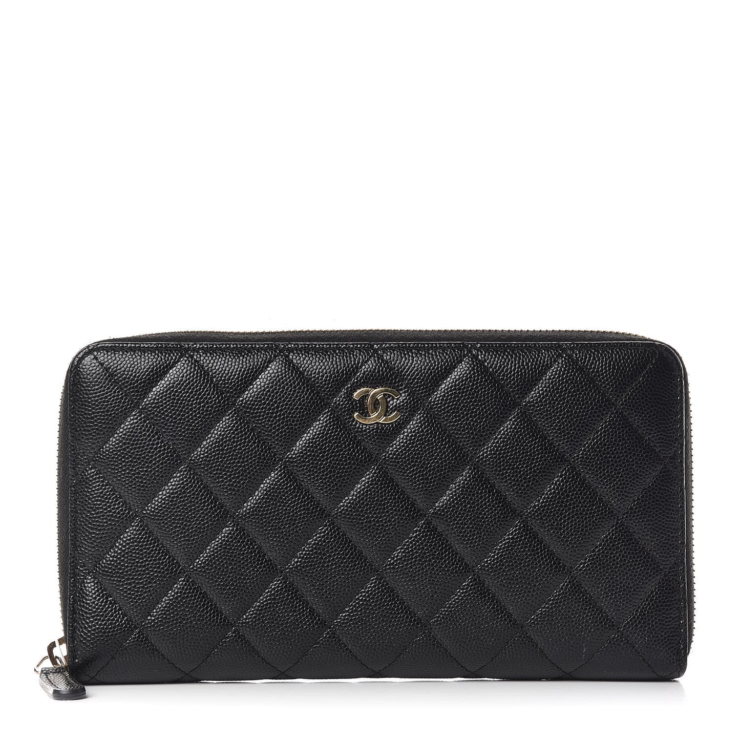 Caviar Quilted Large Zip Around Organizer Wallet Black
