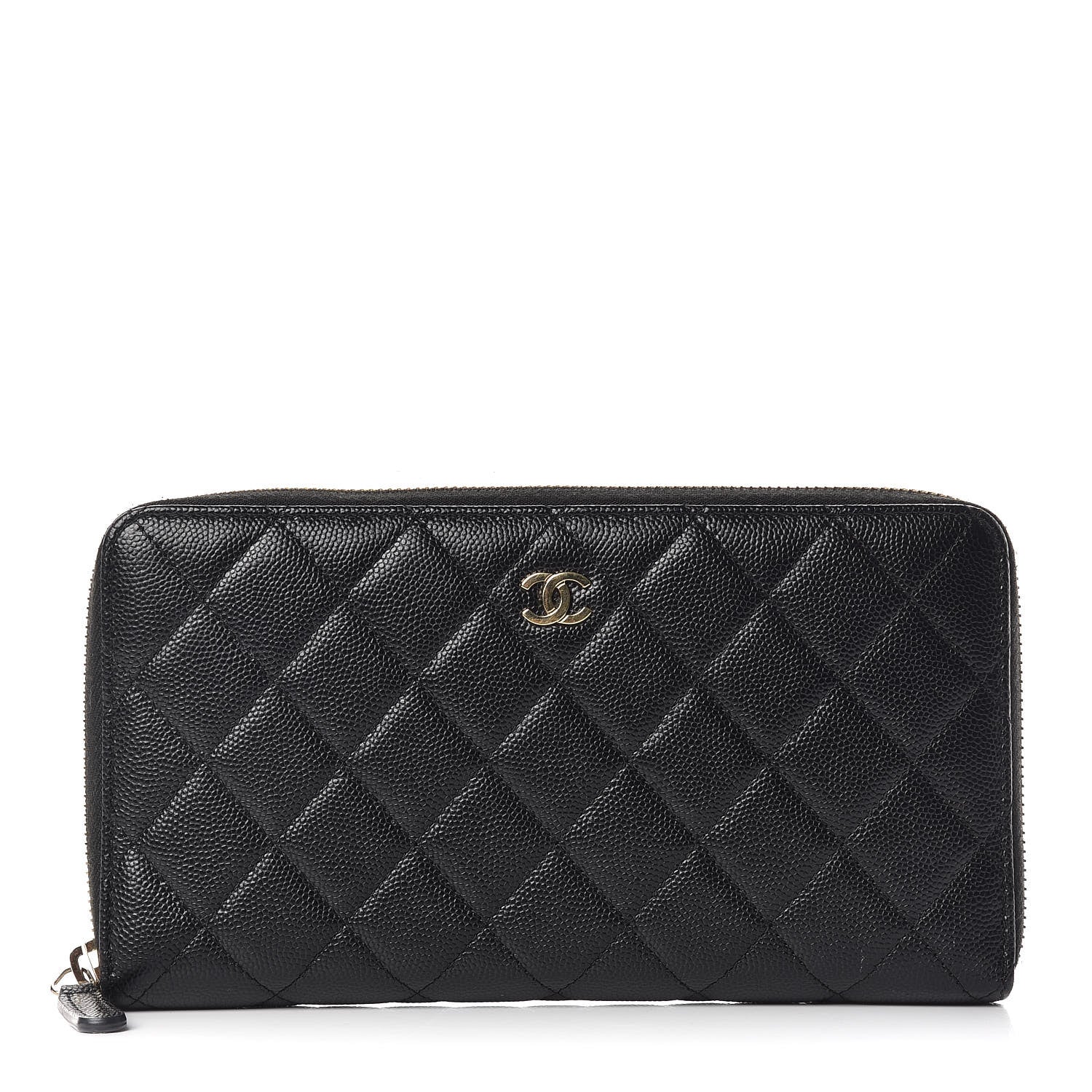 Chanel Caviar Quilted Large Zip Around Organizer Wallet Black 1 of 9