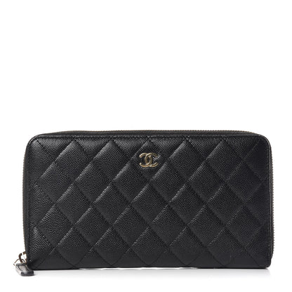 Chanel Caviar Quilted Large Zip Around Organizer Wallet Black 1 of 9