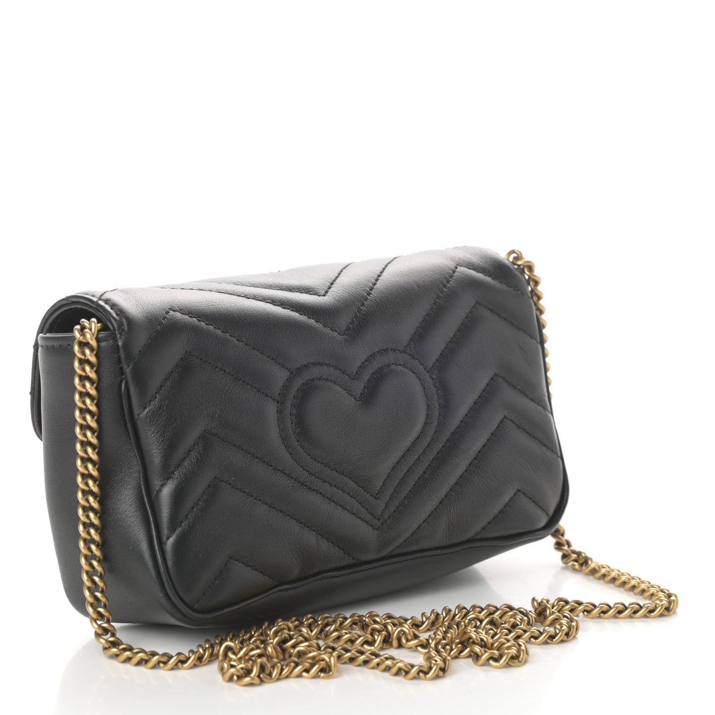 Calfskin Matelasse Super Mini GG Marmont Shoulder Bag Black