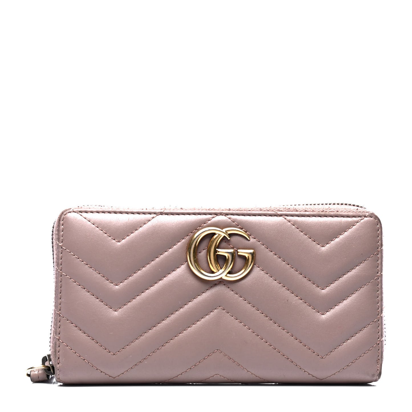 Calfskin Matelasse GG Marmont Zip Around Wallet Porcelain Rose