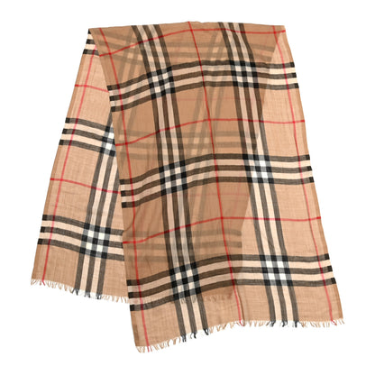 Burberry Wool Silk Gauze Giant Check Lightweight Scarf Archive Beige 2 of 5