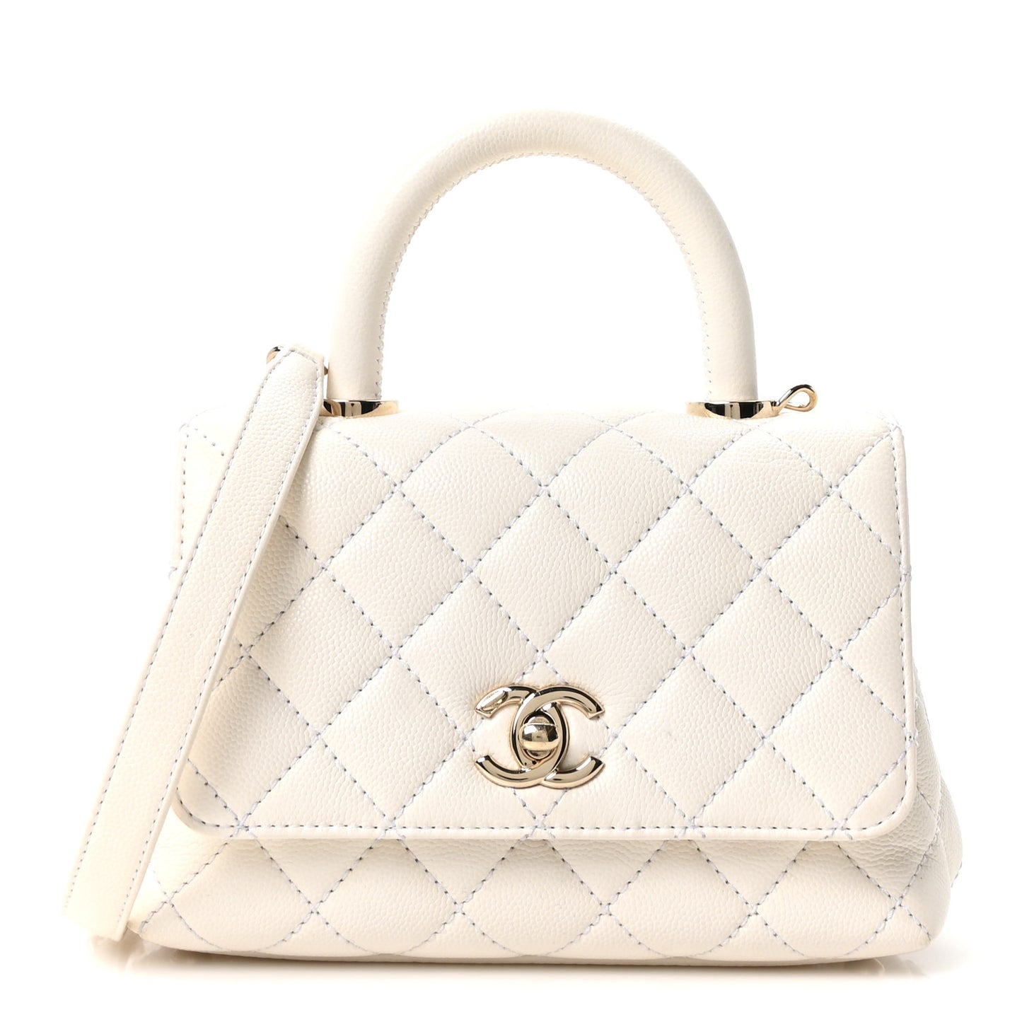 Caviar Quilted Extra Mini Coco Handle Flap White
