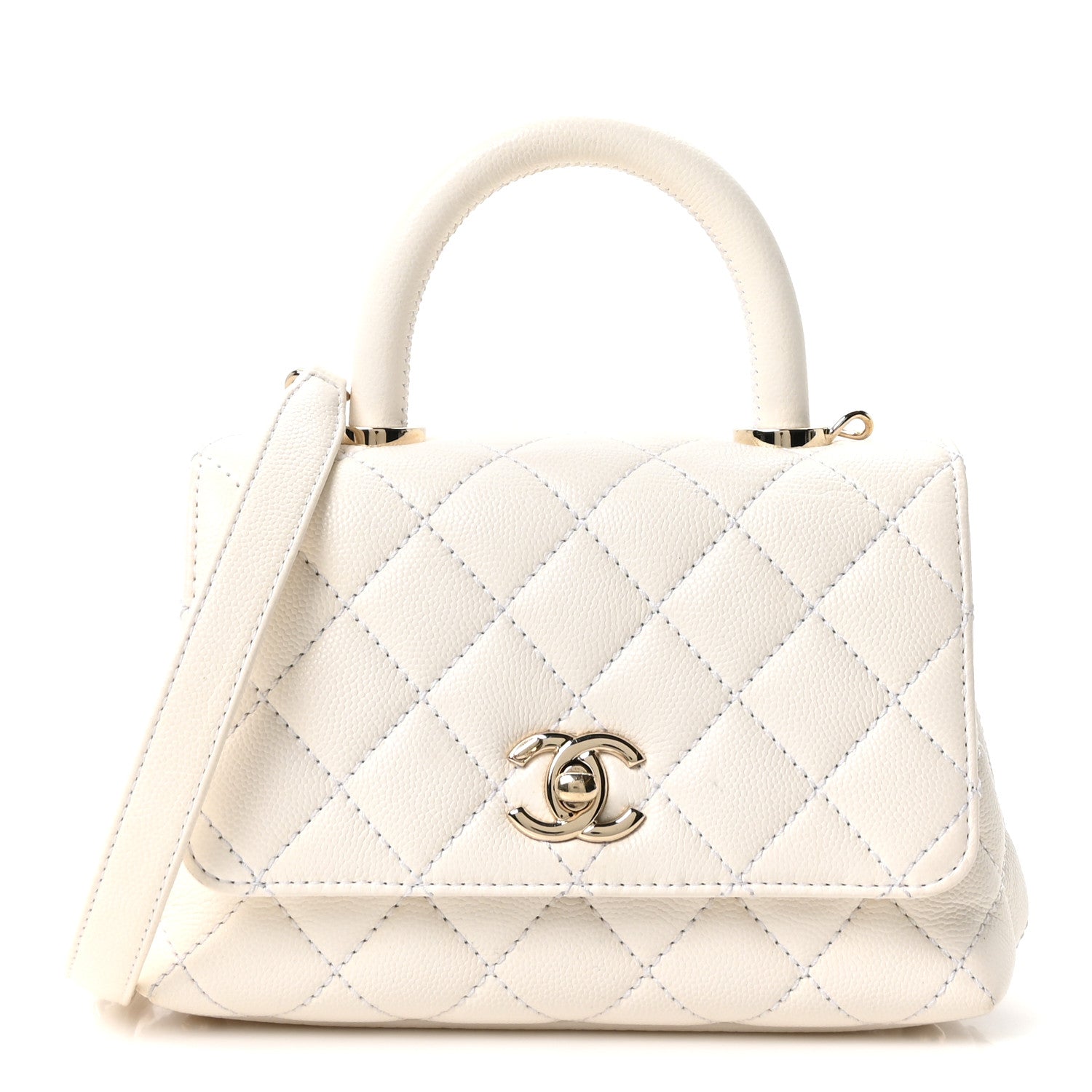 Chanel Caviar Quilted Extra Mini Coco Handle Flap White 1 of 10
