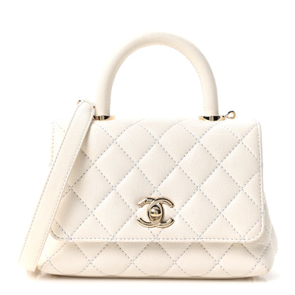 Chanel Caviar Quilted Extra Mini Coco Handle Flap White 1 of 10