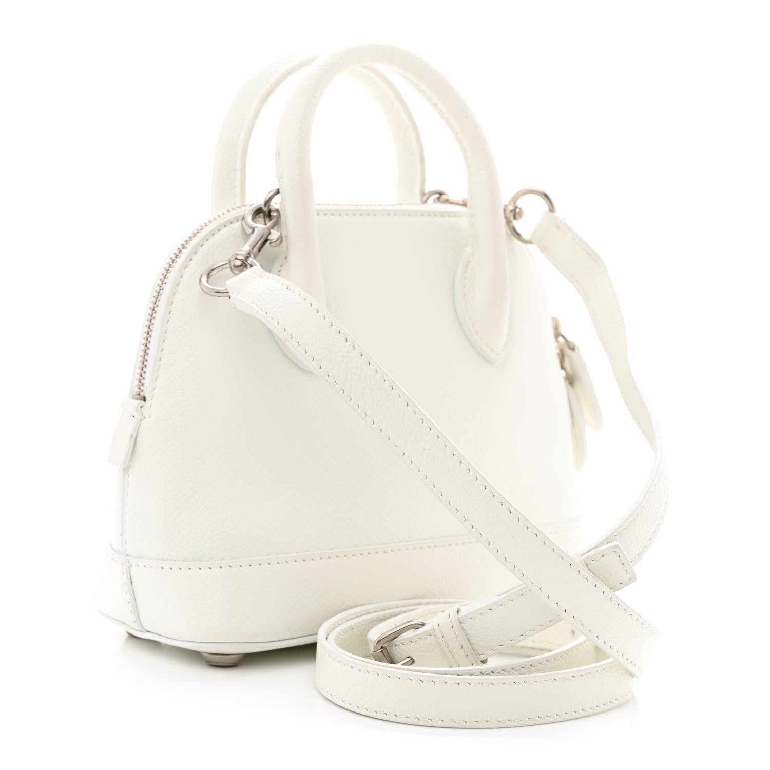 Balenciaga Grained Calfskin Logo XXS Ville Top Handle Bag White Fluo Pink 3 of 14