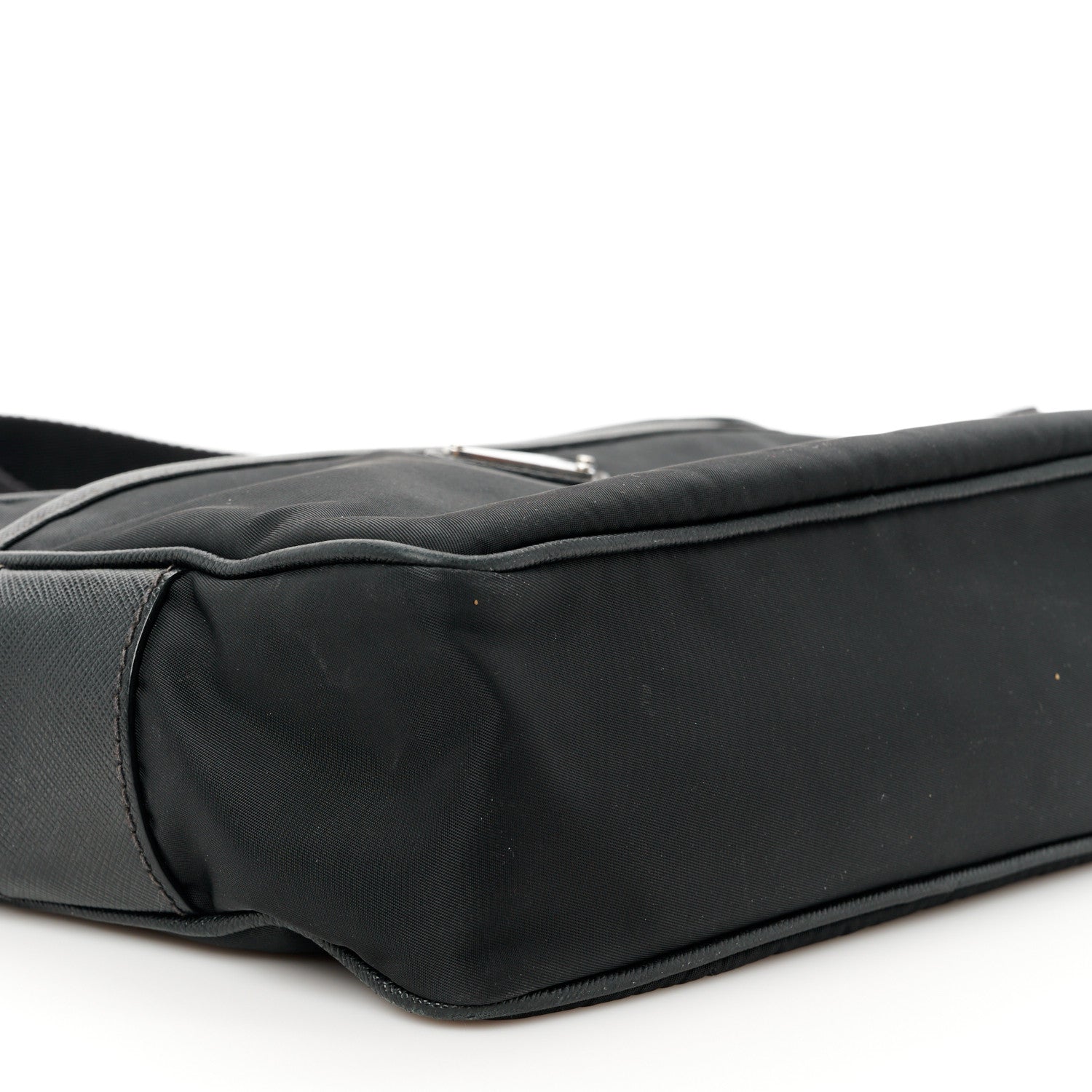 Prada Tessuto Nylon Saffiano Shoulder Bag Black 10 of 11