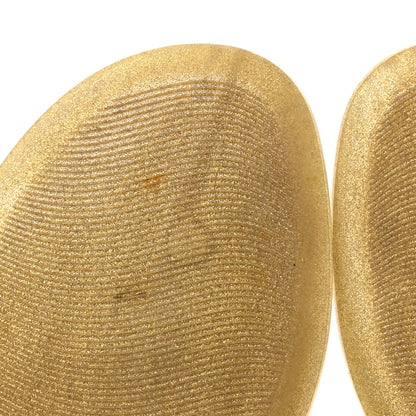 Valentino Garavani PVC Jelly Glitter Rockstud Caged Flat Thong Sandals 40 Oro 8 of 9