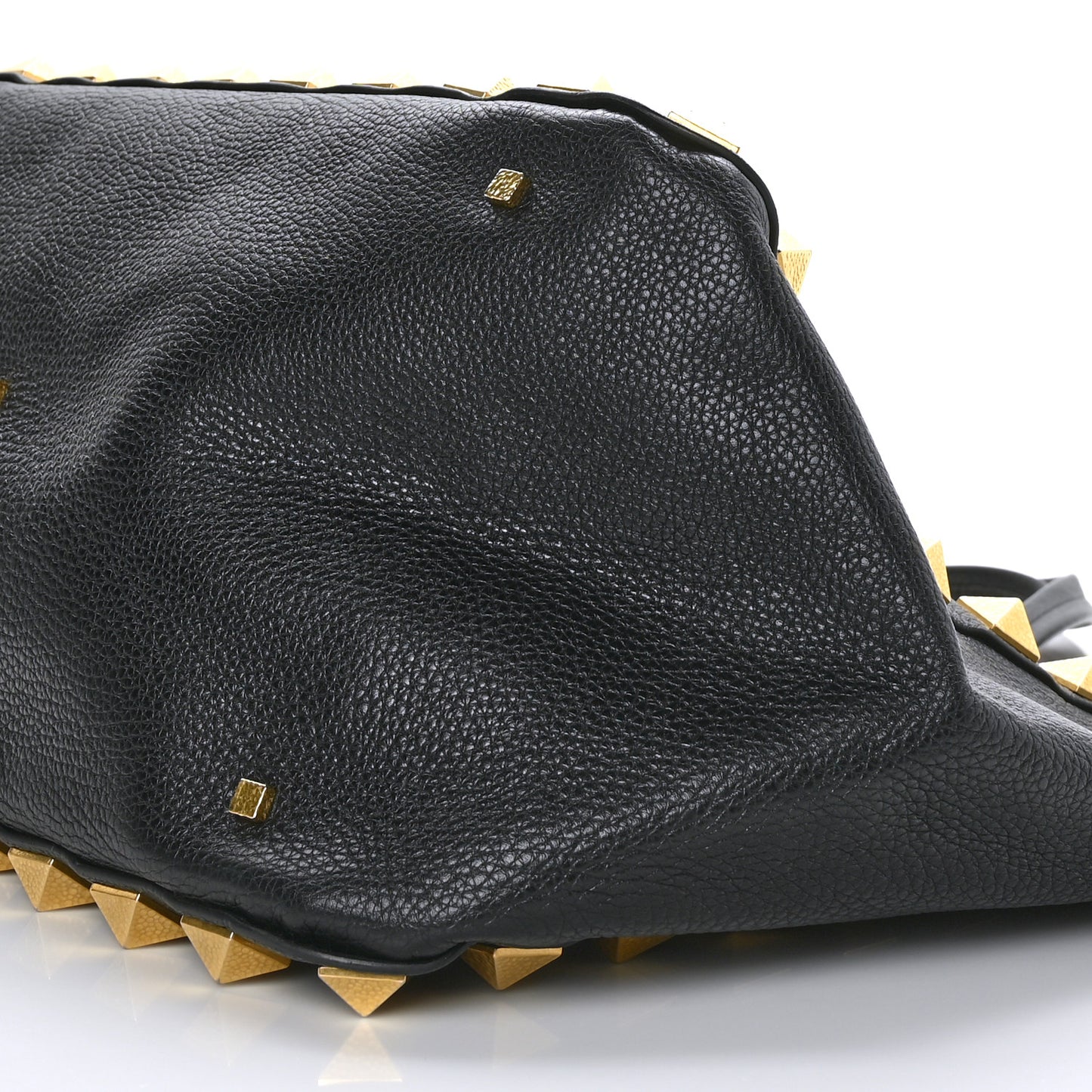 Grained Calfskin Medium Rockstud Tote Black
