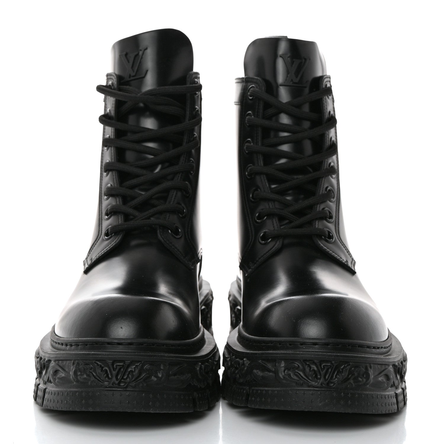 Louis Vuitton Calfskin Baroque Flat Ranger Boots 11 Black 2 of 8