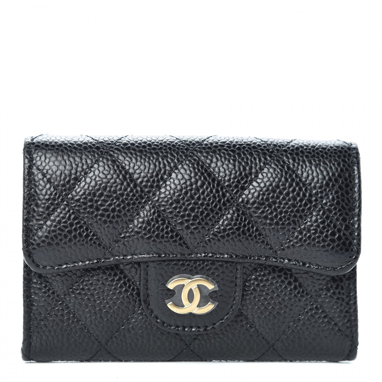 Chanel Caviar Quilted Flap Card Holder Wallet Black 1 of 9