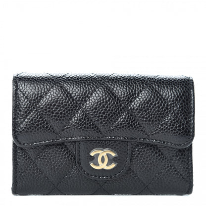Chanel Caviar Quilted Flap Card Holder Wallet Black 1 of 9
