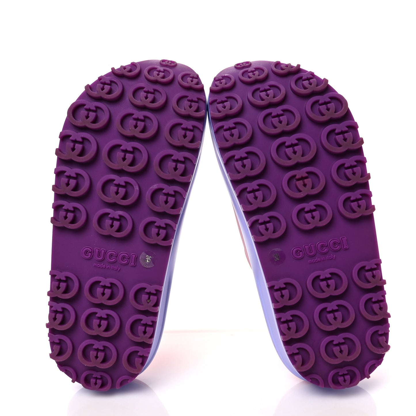 Soft Rubber Womens Interlocking G Platform 42mm Slide Sandals 35 Sugar Pink