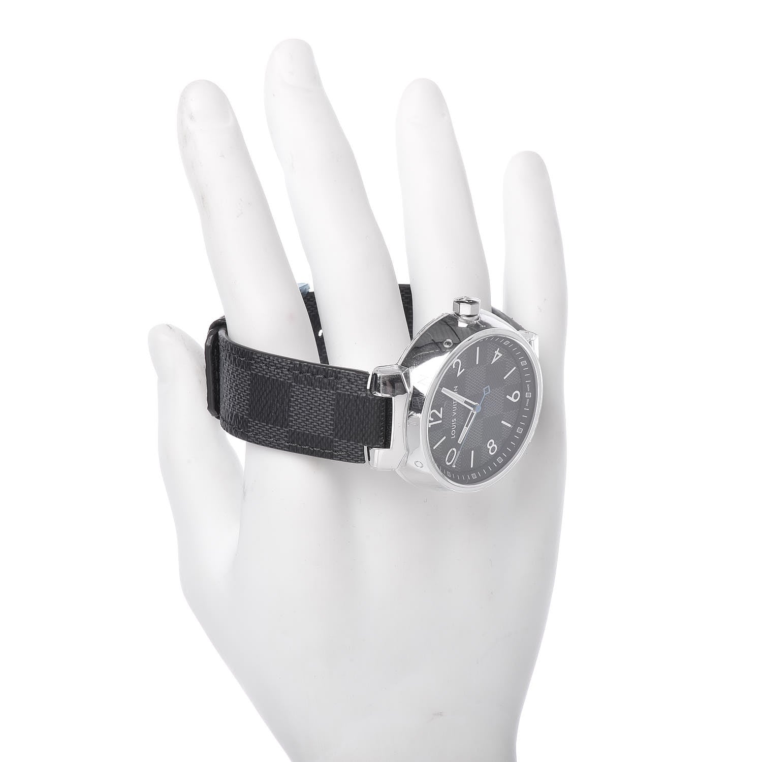 Louis Vuitton Stainless Steel Damier Graphite 41mm Tambour Quartz Watch 2 of 8