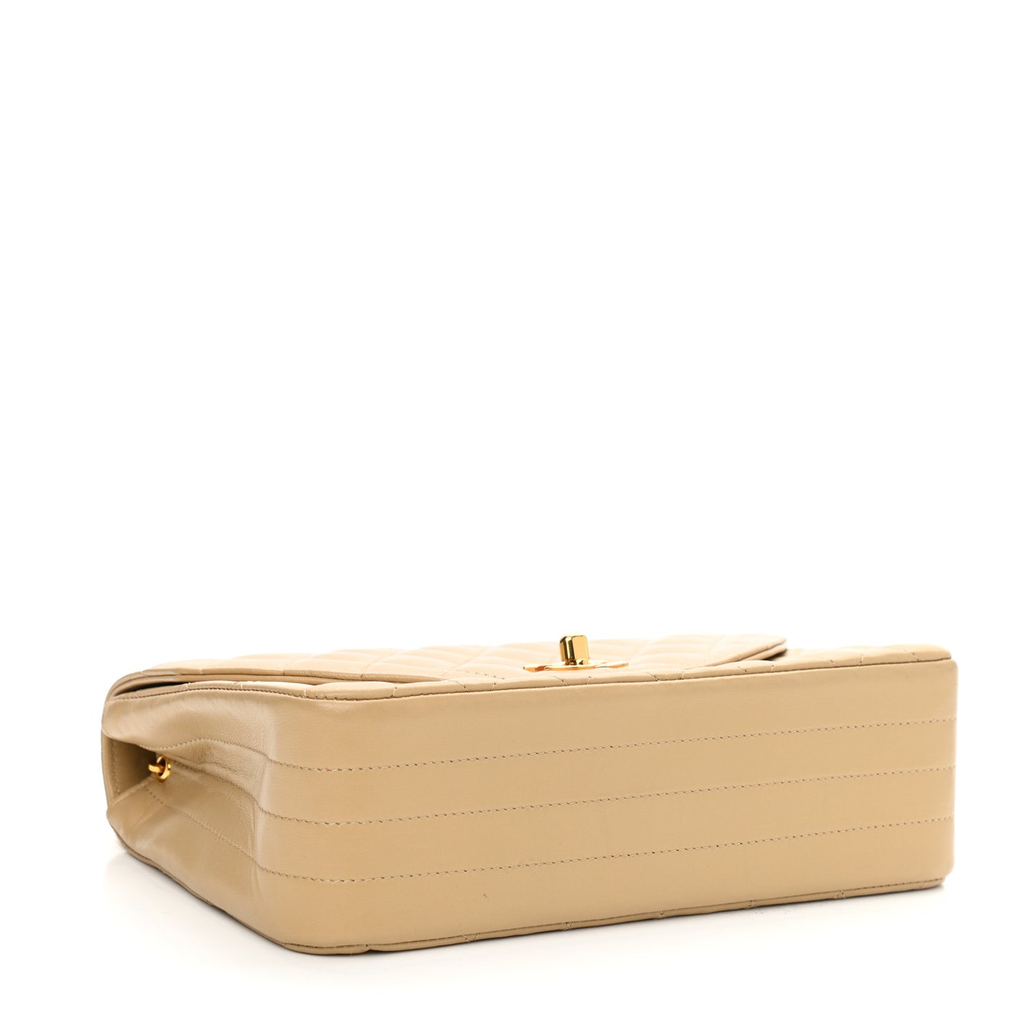 Lambskin Quilted Small Single Flap Beige