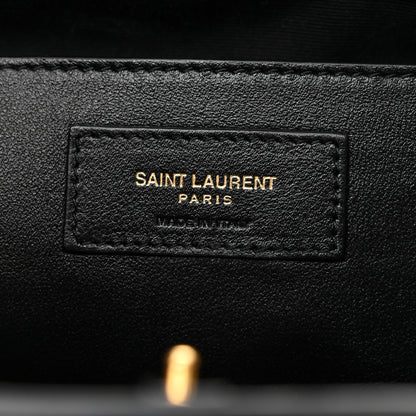 Saint Laurent Calfskin Raffia Mini Shopper Tote Naturale Black 6 of 10