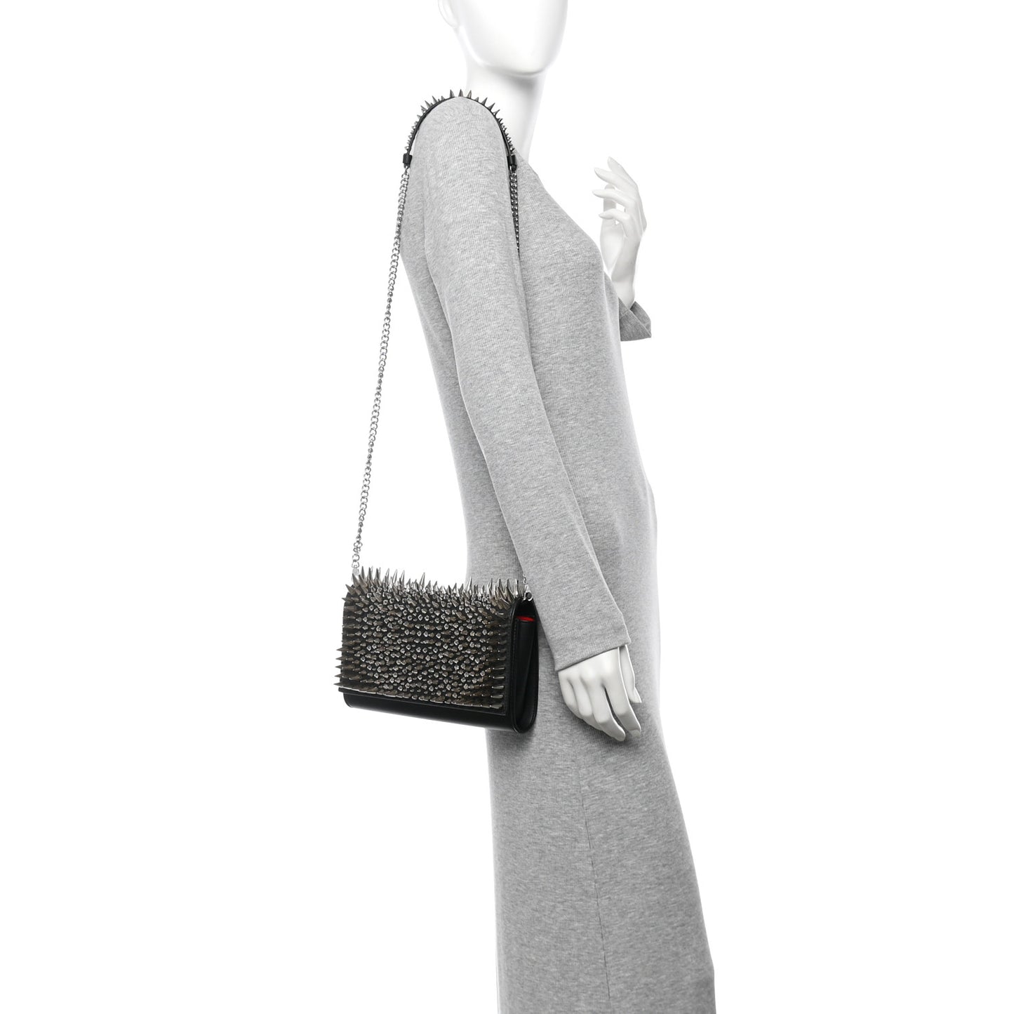 Calfskin Spikes Paloma Clutch Black