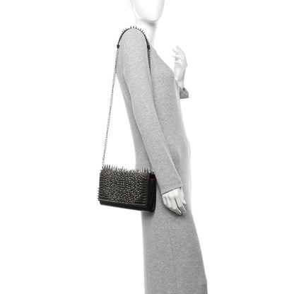 Christian Louboutin Calfskin Spikes Paloma Clutch Black 2 of 11