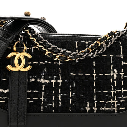 Chanel Tweed Calfskin Small Gabrielle Hobo Black White 8 of 12