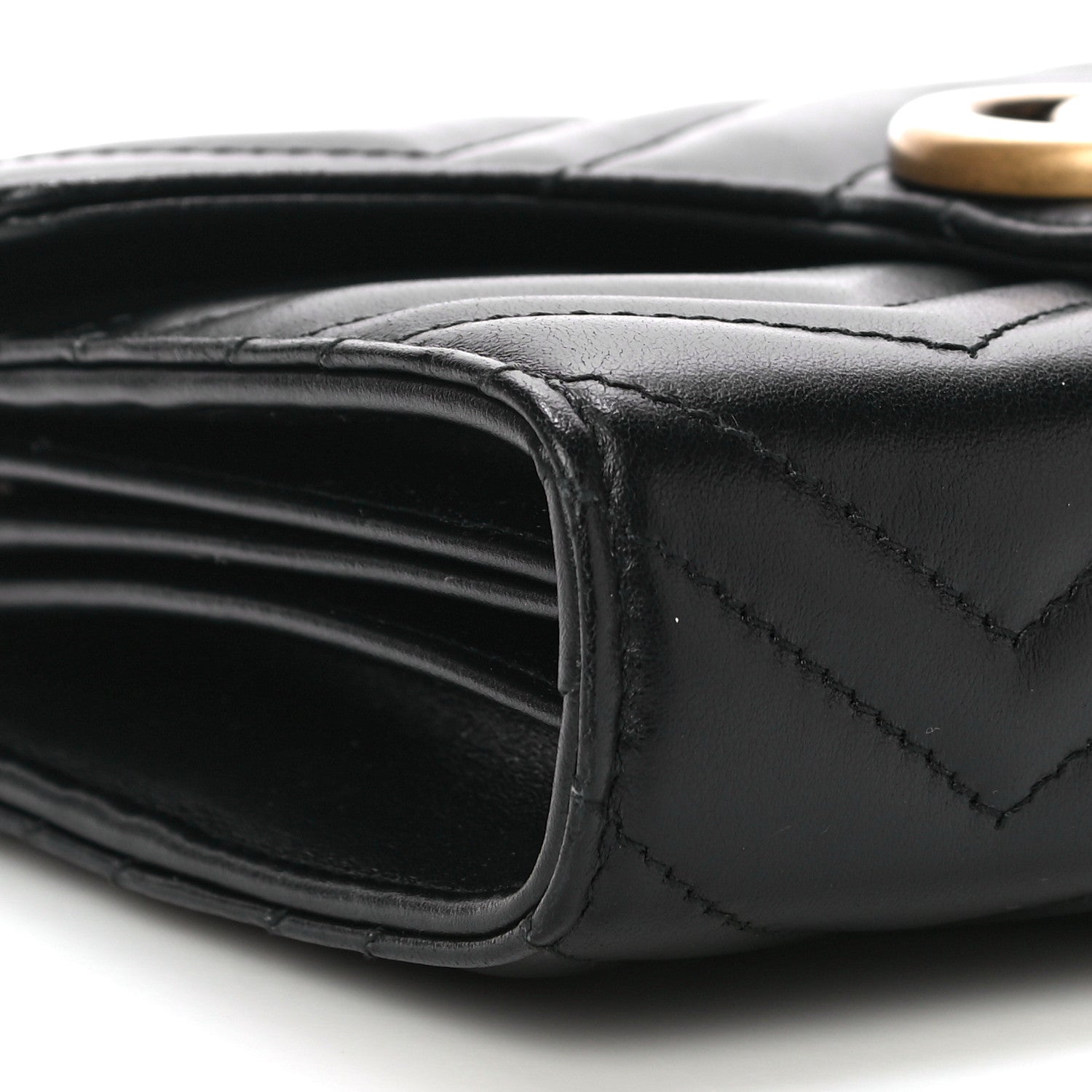 Gucci Calfskin Matelasse GG Marmont Chain Wallet Black 8 of 11
