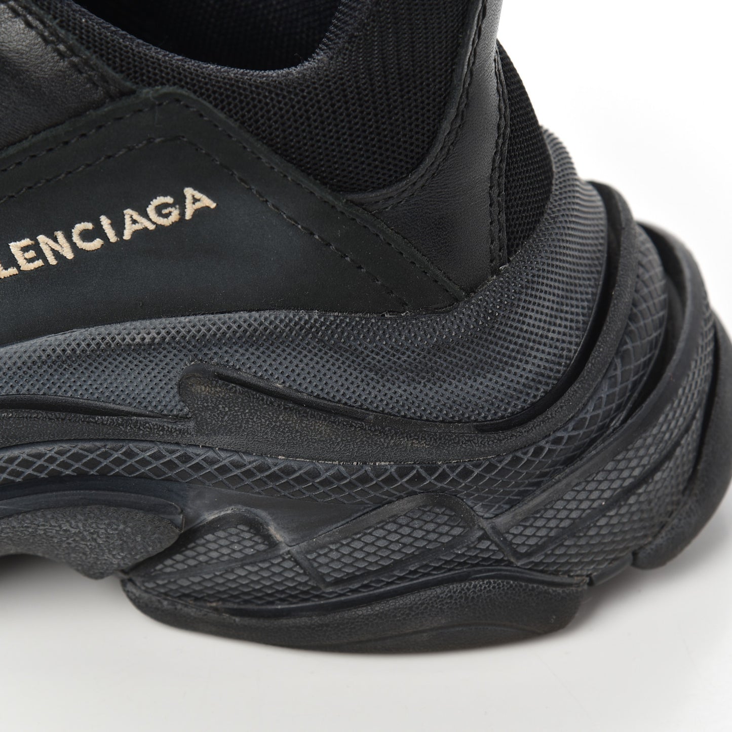 Fabric Mesh Womens Triple S Sneakers 38 Black