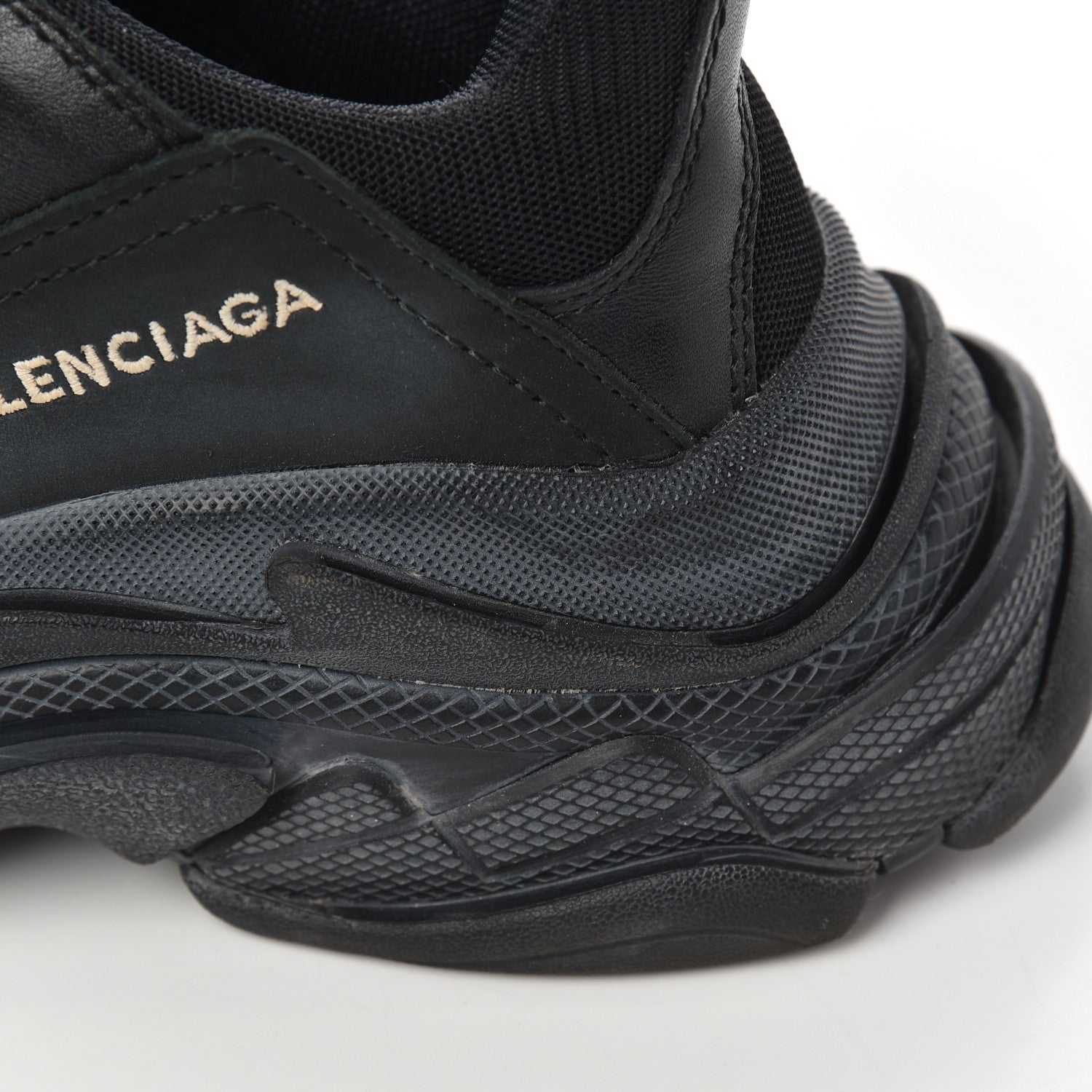 Balenciaga Fabric Mesh Womens Triple S Sneakers 38 Black 15 of 19