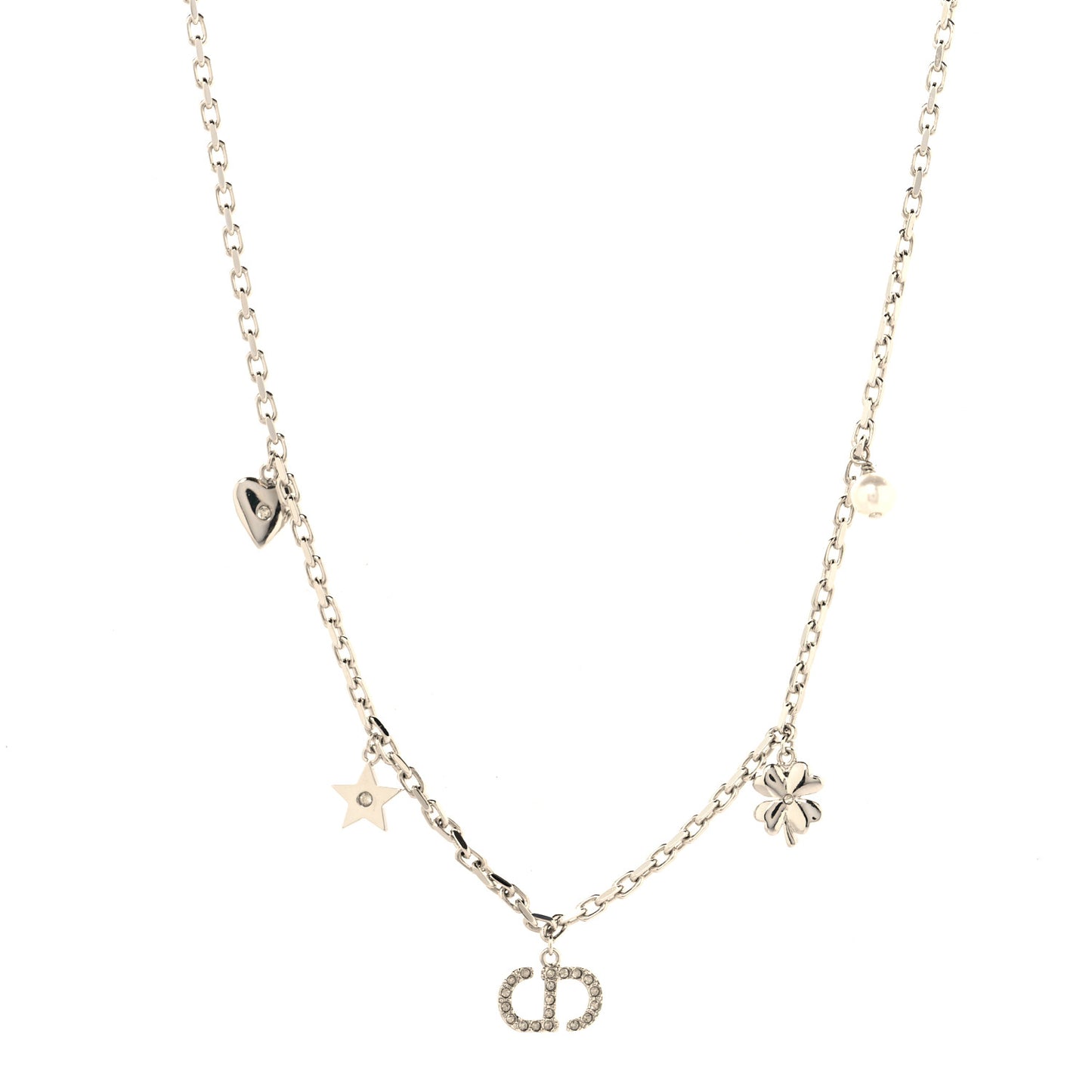 Crystal Petit CD Lucky Charms Necklace Silver