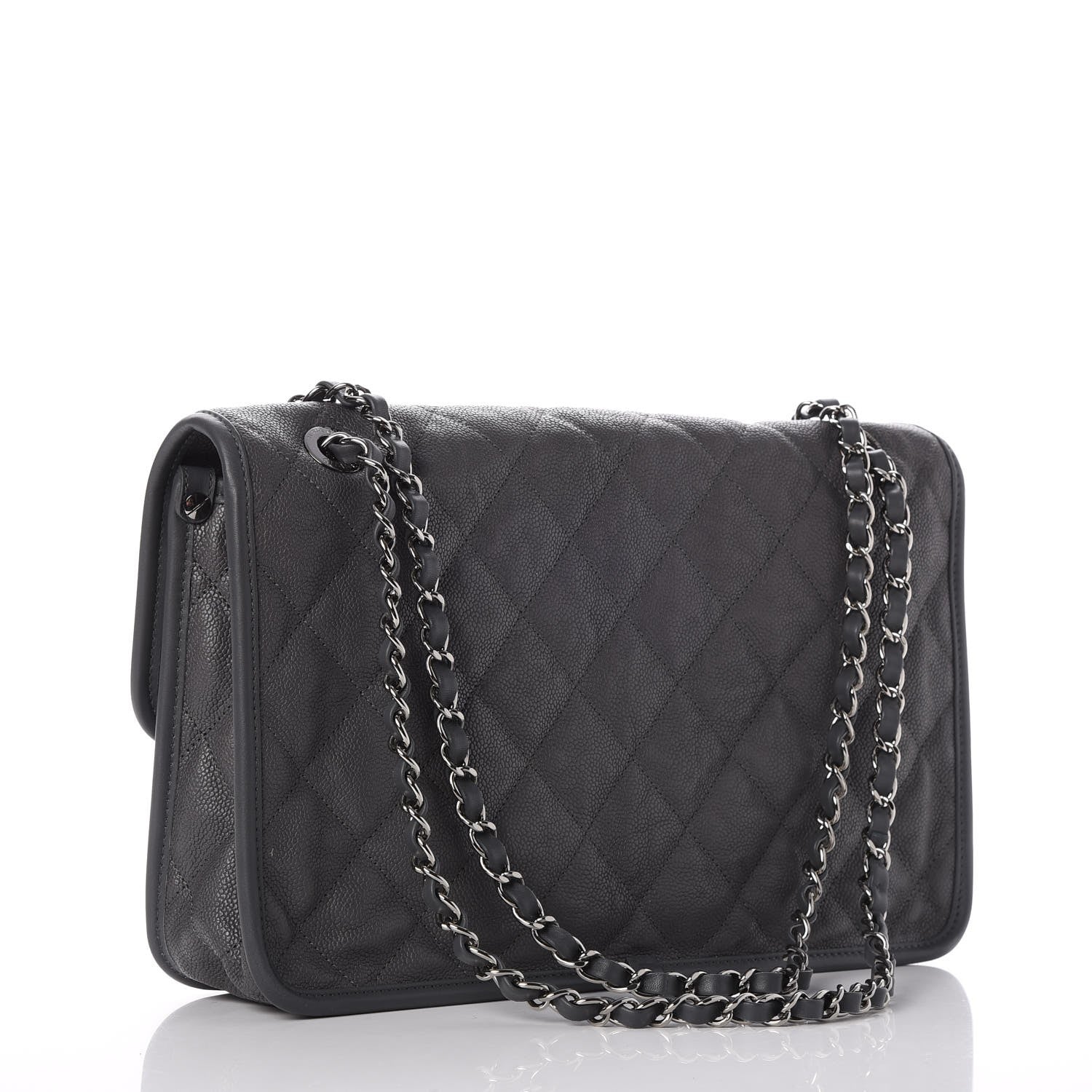 Chanel Caviar Quilted Large French Riviera Flap Dark Grey 4 of 9