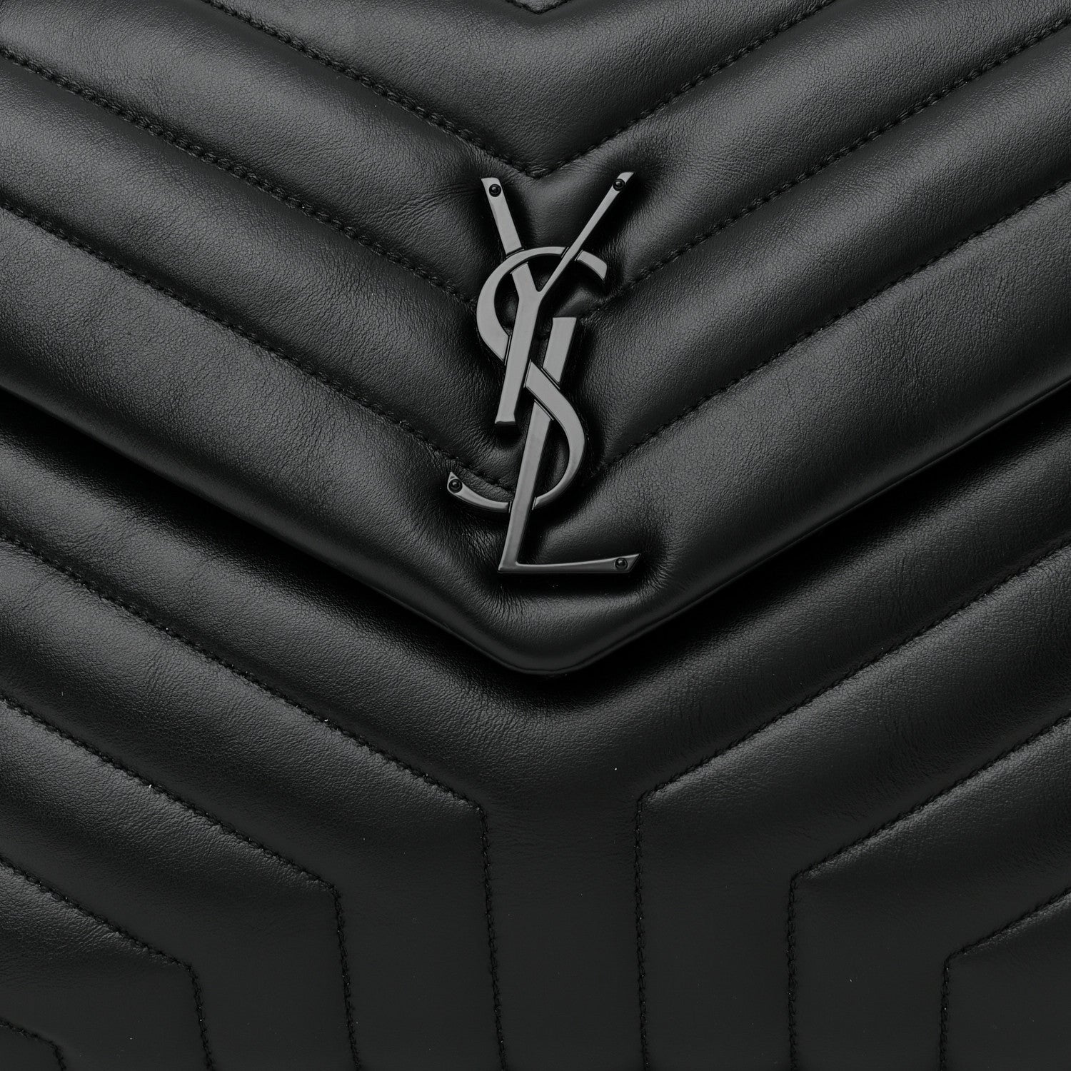 Saint Laurent Calfskin Y Quilted Monogram Monochrome Medium Loulou Chain Satchel Black 7 of 9