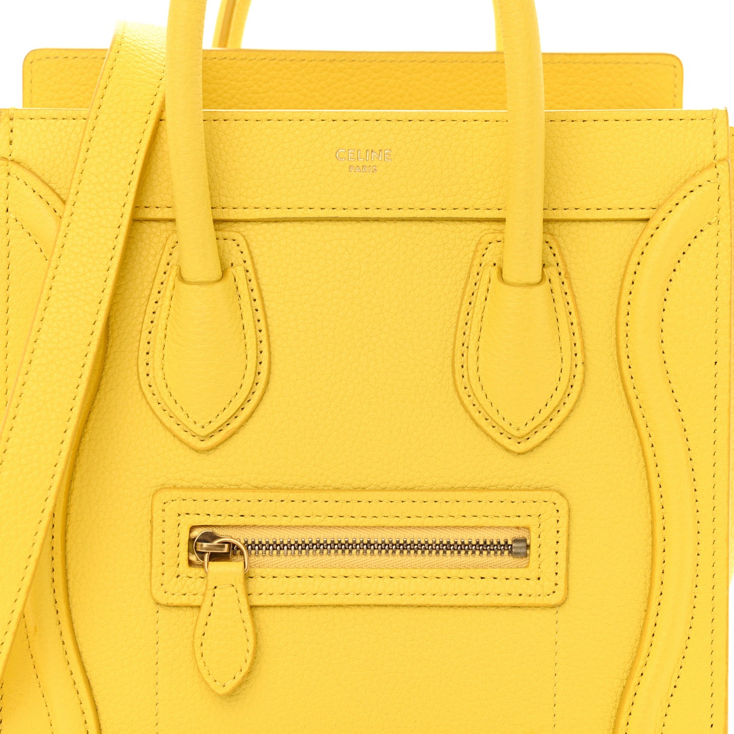 Drummed Calfskin Nano Luggage Citron