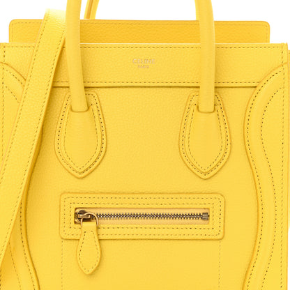 Celine Drummed Calfskin Nano Luggage Citron 9 of 11
