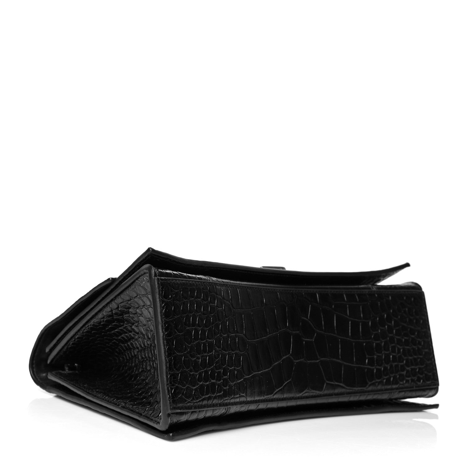 Balenciaga Extra Supple Calfskin Crocodile Embossed Medium Crush Chain Bag Black 4 of 11