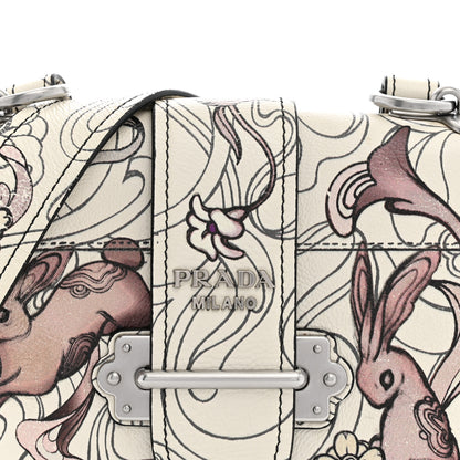 Prada X JAMES JEAN Glace Calfskin Rabbit Print Cahier Bag Opaline 8 of 10
