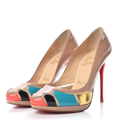 Christian Louboutin Patent Fluo Specchio Astrogirl 120 Pumps 35 Nude 3 of 13