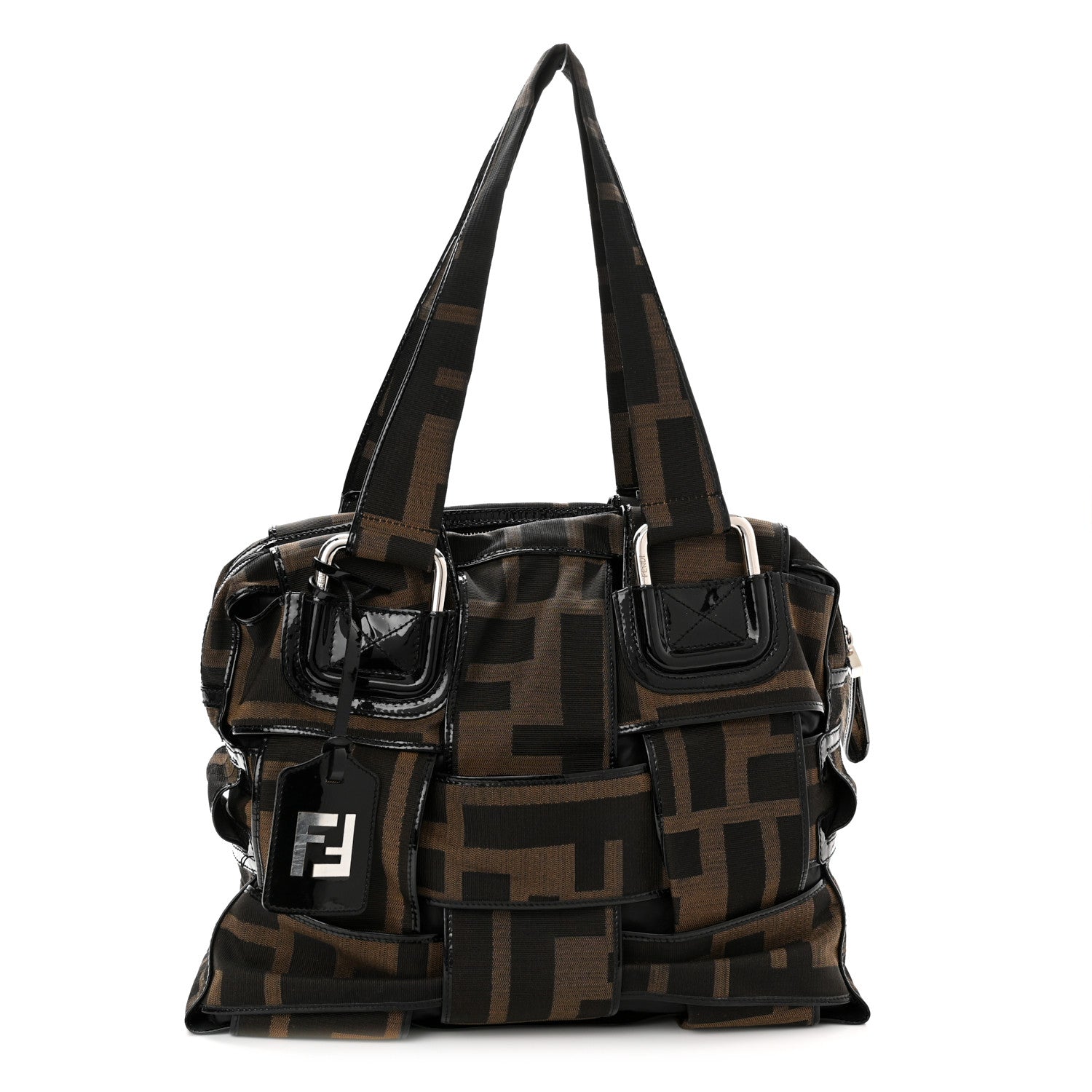 Fendi Patent Zucca Crossword Grande Bag Tobacco 1 of 11