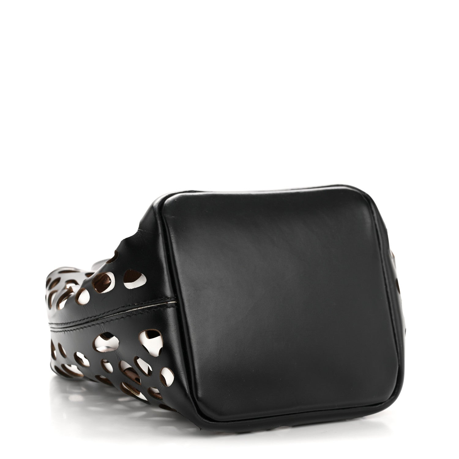 Alaia Calfskin Laser Cut Bucket Bag Black White 12 of 34