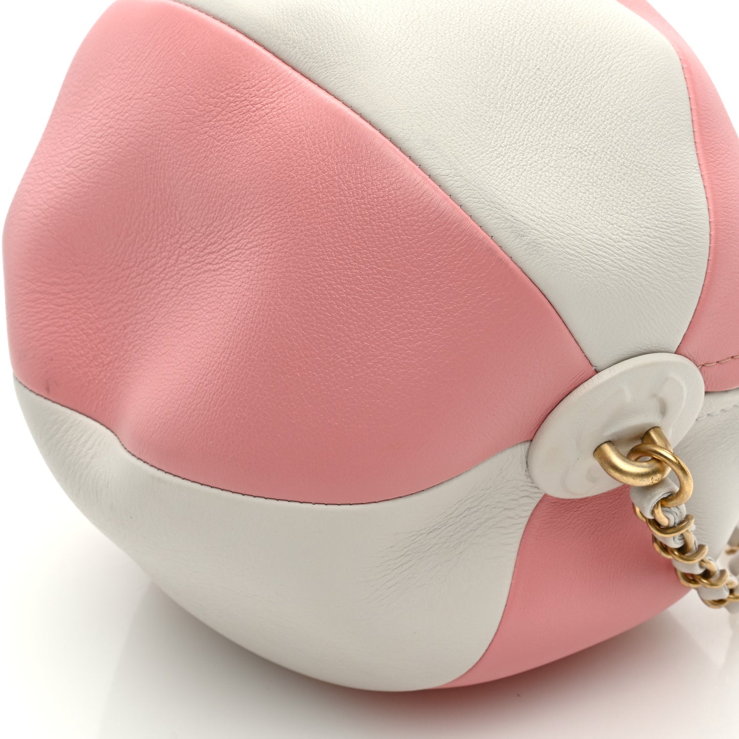 Calfskin Coco Beach Ball Bag White Pink