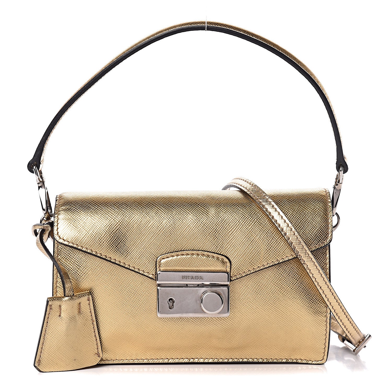 Prada Saffiano Lux Sound Shoulder Bag Platino 1 of 12