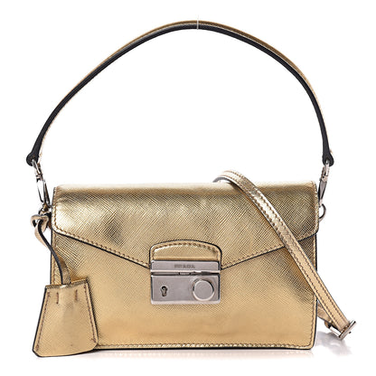 Prada Saffiano Lux Sound Shoulder Bag Platino 1 of 12
