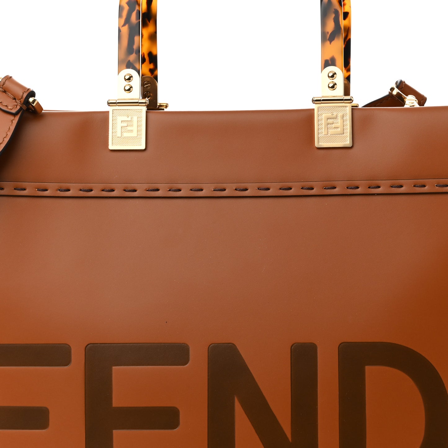Vitello King Plexiglass Medium Fendi Sunshine Shopper Tote Cuoio