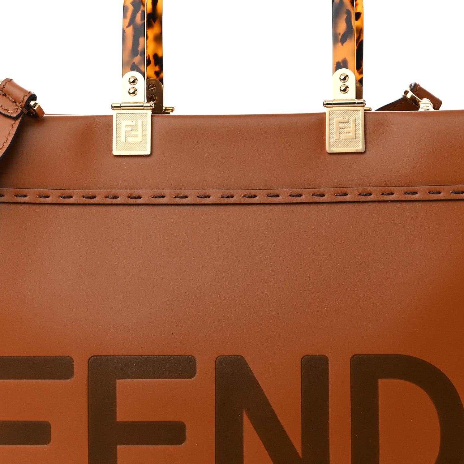 Fendi Vitello King Plexiglass Medium Fendi Sunshine Shopper Tote Cuoio 9 of 11