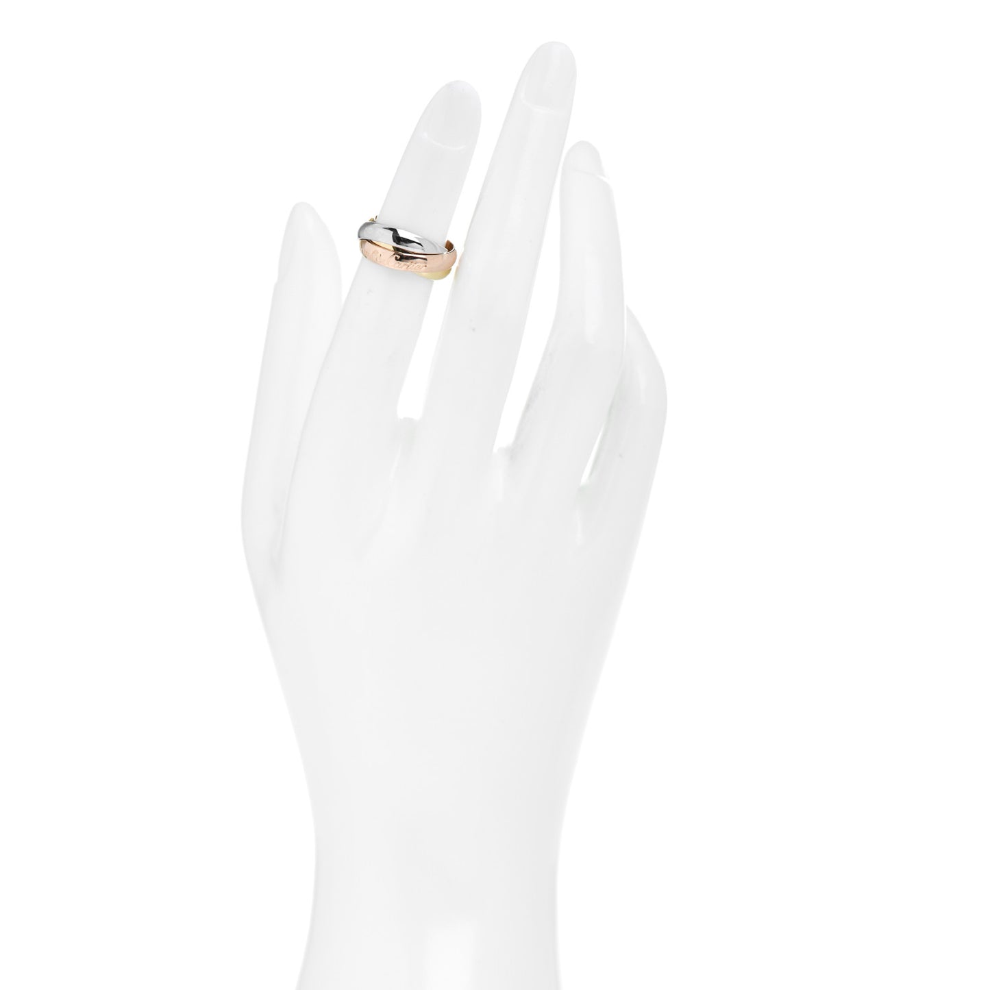 18K Pink Yellow White Gold Classic Les Must De Cartier Trinity Ring 46 3.75