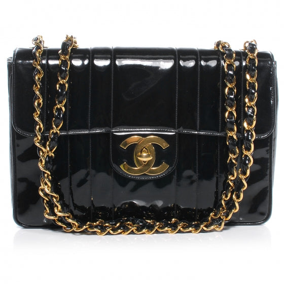 Patent Vertical Quilt Jumbo Flap Black