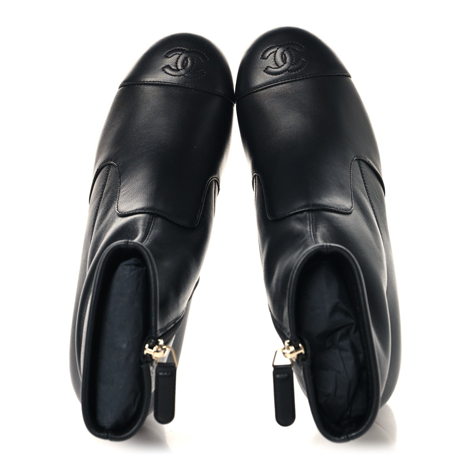 Chanel Stretch Lambskin Cap Toe CC Uniform Short Boots 38 Black 2 of 9